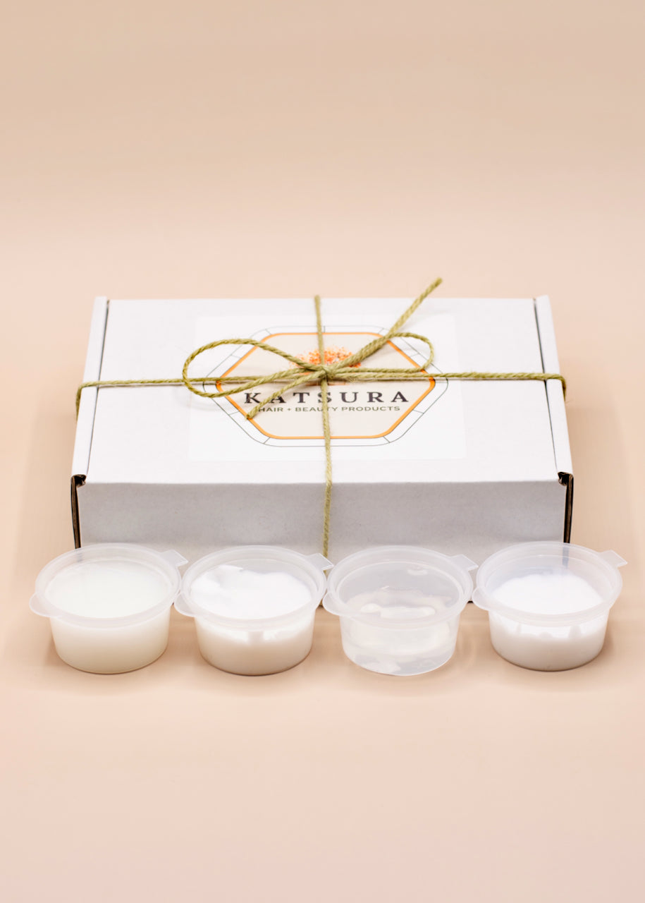 Hard Water sample haircare boxes are eco-friendly packages that contains four curated salon-quality products, each carefully chosen to combat the effects of mineral-rich water on different hair types.