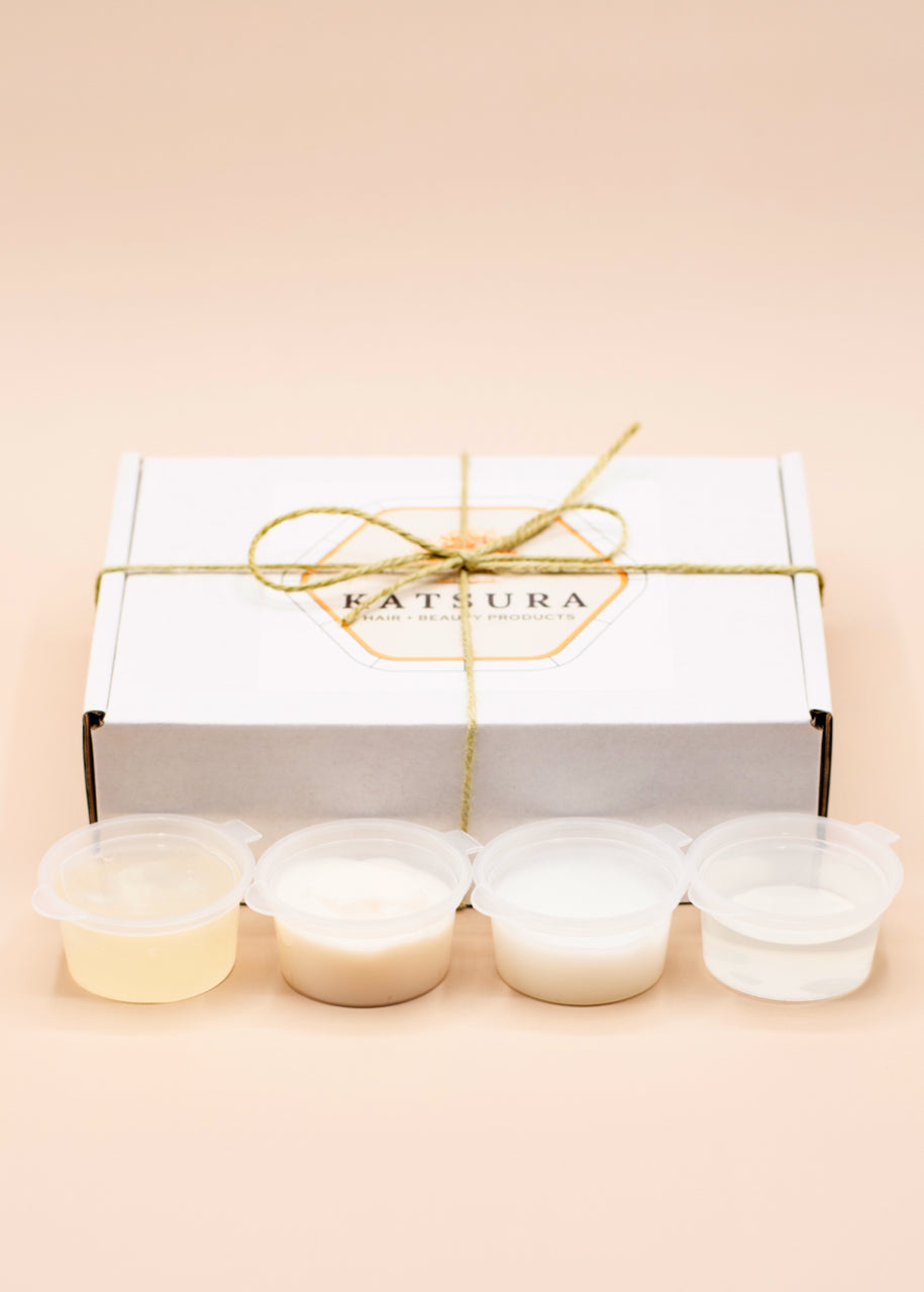 Hard Water sample haircare boxes are eco-friendly packages that contains four curated salon-quality products, each carefully chosen to combat the effects of mineral-rich water on different hair types.