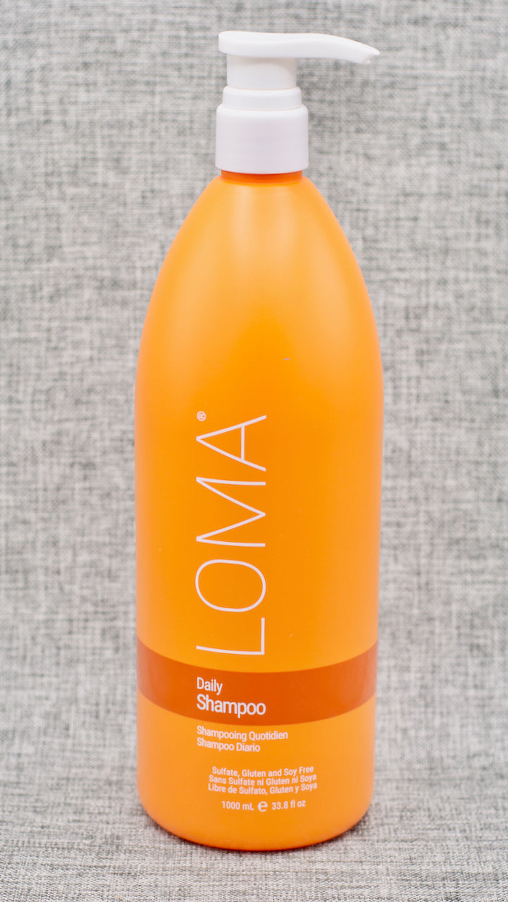 Loma Daily Shampoo: PURIFYING SHAMPOO FOR EVERYDAY USE. FOR ALL HAIR TYPES, ESPECIALLY FINE TO NORMAL. Safe for use on color treated hair. Shine and detangling. Thermal protection. Sulfate, soy, gluten and paraben free cleansing. Naturally nourishing and purifying to leave hair and scalp healthy. Enhance, protect, restore and repair the hairs natural moisture balance. Our most effective solution for oily hair and scalps; citrus thoroughly cleanses while adding shine and luster