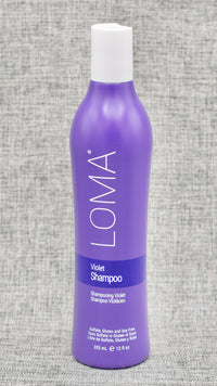 Loma Violet Toning Shampoo: TONING SHAMPOO FOR BLONDE OR GRAY HAIR.
FOR GREY & BLONDE HAIR. Sulfate, gluten, soy and paraben-free cleansing
Brightens grey and blonde hair
Highly pigmented; the most effective toning shampoo on the market. blue-violet pigmented shampoo to enhance blonde and grey hair while neutralizing yellow to brassy tones
