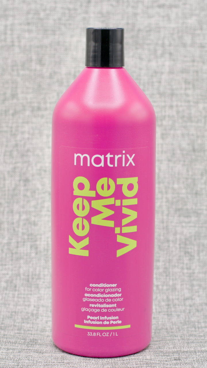 Matrix Keep Me Vivid Conditioner. Acidic conditioner deeply nourishes color-treated hair.  Deeply nourishes each strand without the weight. Glazing conditioner. Helps keep hair color sealed.