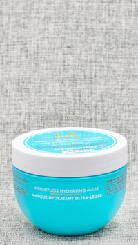 Moroccan Oil Weightless Hydrating Mask revives lifeless, dry hair with this moisturizing, five-minute hair mask. is a rich and creamy, yet lightweight, deep-conditioning treatment that's rich in argan oil and nourishing ingredients. This high-performance formula hydrates and conditions fine hair while dramatically improving its texture, elasticity, shine and manageability.