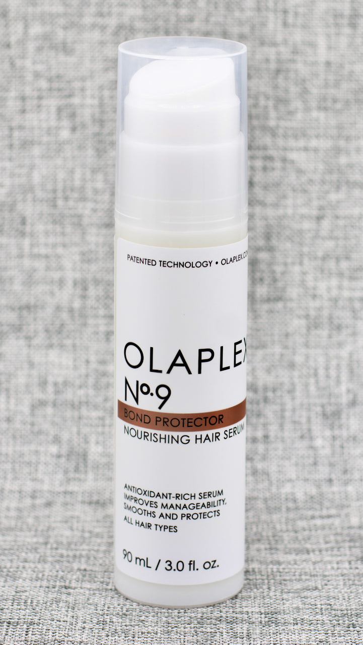 Olaplex Nº.9 Bond Protector Nourishing Hair Serum. Anti-damage hair shield. Seeing dull hair, tangles, or poor style retention? These could be signs of pollution or heat damage. Protect your hair from daily damage with this weightless, leave-in, silicone-free hair serum