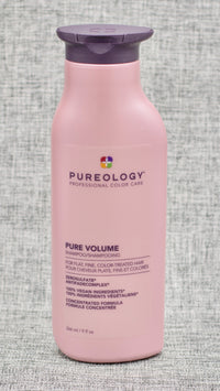 Pureology Pure Volume Shampoo is a Lightweight shampoo that clarifies, enhances volume and restores movement in finer hair. lift your roots, but also clarifies buildup, resulting in a refreshed scalp with soft volume.
