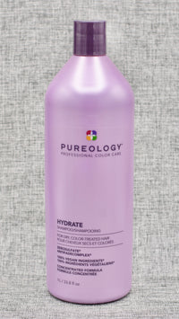 Pureology Hydrate Shampoo. A Creamy, luxurious shampoo that deeply hydrates normal to thick dry, color-treated hair. Adds moisture. Replenishes dry hair. For Medium to thick hair types.