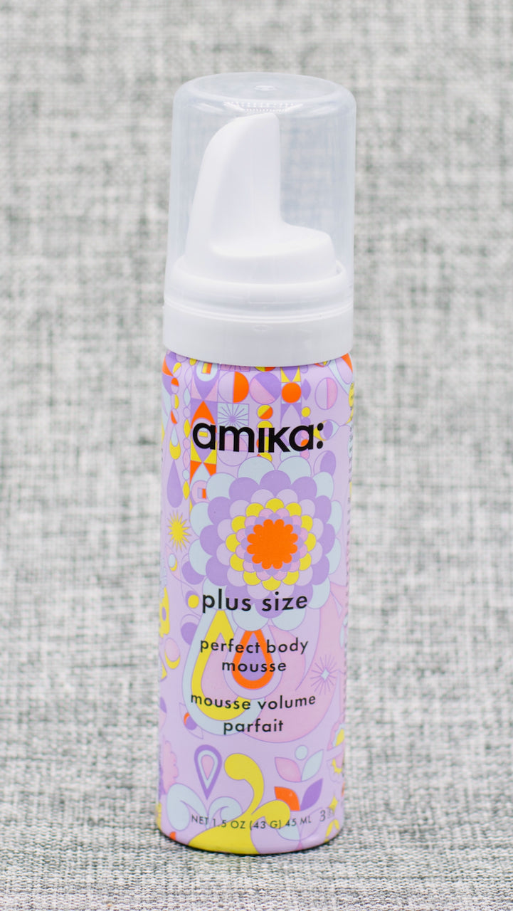 Amika Plus Size perfect Body Hair Mousse. Amp up the volume with this medium-hold hair mousse for touchable body + bounce. an airy, medium-hold mousse that gives hair a fuller look + feel, while providing volume + body. plus, it protects hair against heat