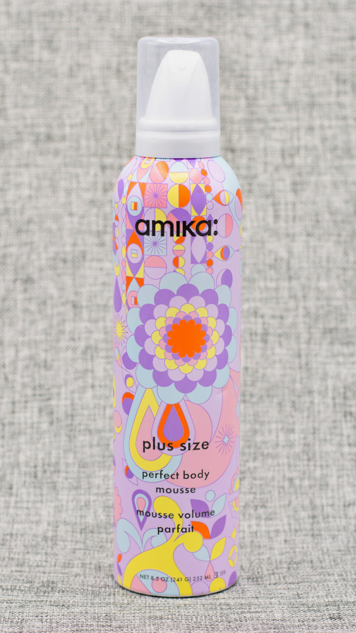 Amika Plus Size perfect Body Hair Mousse. Amp up the volume with this medium-hold hair mousse for touchable body + bounce. an airy, medium-hold mousse that gives hair a fuller look + feel, while providing volume + body. plus, it protects hair against heat