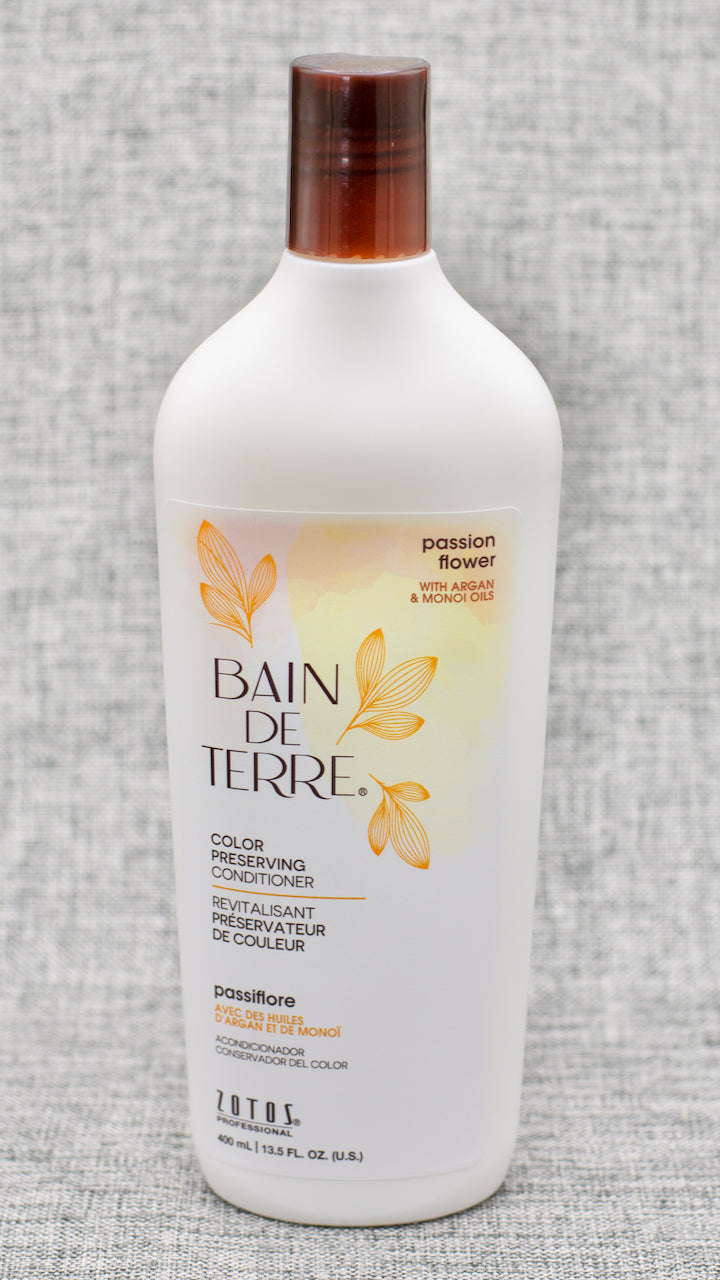 Bain de Terre Passion Flower Conditioner, Richly condition preserve vibrancy of color-treated hair while indulging in a lush, botanical scent.