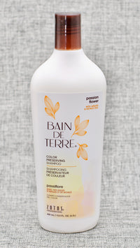 Bain de Terre Passion Flower Shampoo, luxuriously cleanse, moisturize preserve vibrancy of color-treated hair while indulging in a lush, botanical scent.