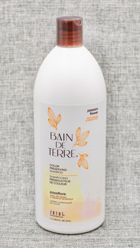 Bain de Terre Passion Flower Shampoo, luxuriously cleanse, moisturize preserve vibrancy of color-treated hair while indulging in a lush, botanical scent.