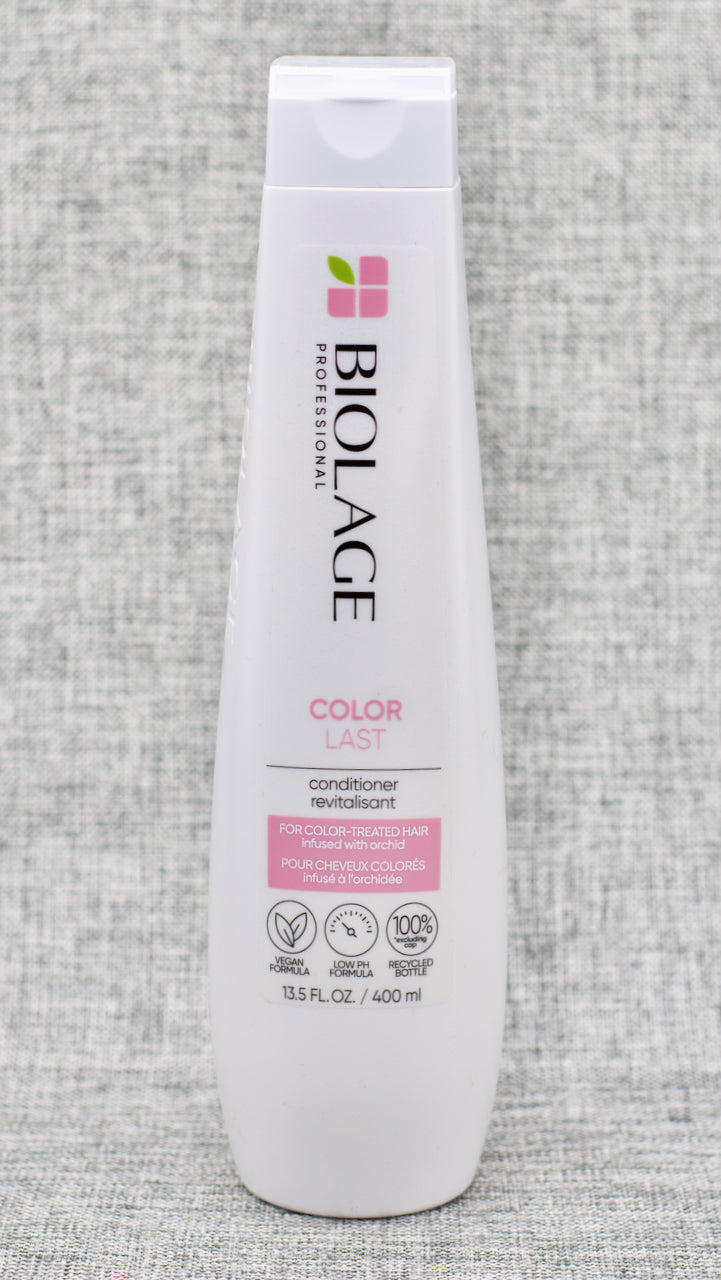 Biolage ColorLast Conditioner is a gentle conditioner that leaves hair soft and detangled with extra shine and depth of color. Color-treated hair often loses its color luster over time. Inspired by nature's fade-defying orchid, Biolage ColorLast Conditioner helps maintain the color depth, tone shine for vivid color-treated hair.