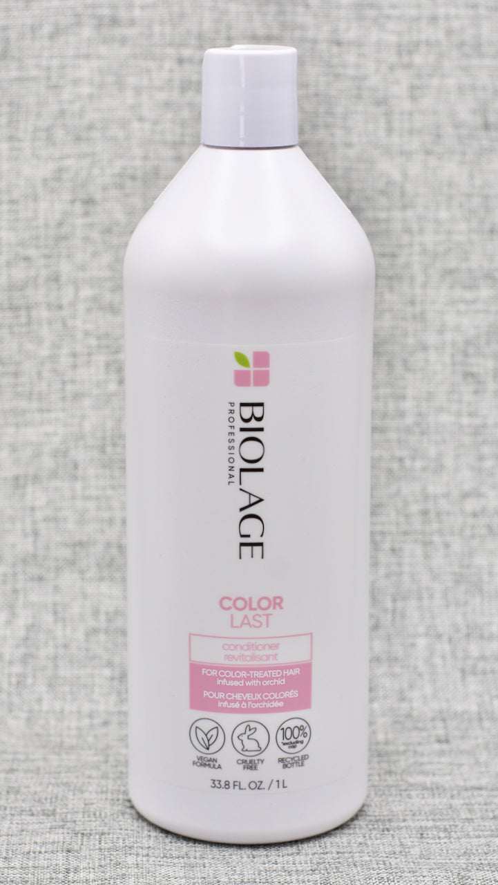 Biolage ColorLast Conditioner is a gentle conditioner that leaves hair soft and detangled with extra shine and depth of color. Color-treated hair often loses its color luster over time. Inspired by nature's fade-defying orchid, Biolage ColorLast Conditioner helps maintain the color depth, tone shine for vivid color-treated hair.