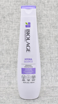 Biolage Hydra Source Moisturizing Shampoo for dry hair. Formulated with aloe to hydrate and add softness, Hydra Source Shampoo gently cleanses and balances moisture levels, leaving hair moisturized and healthy-looking.