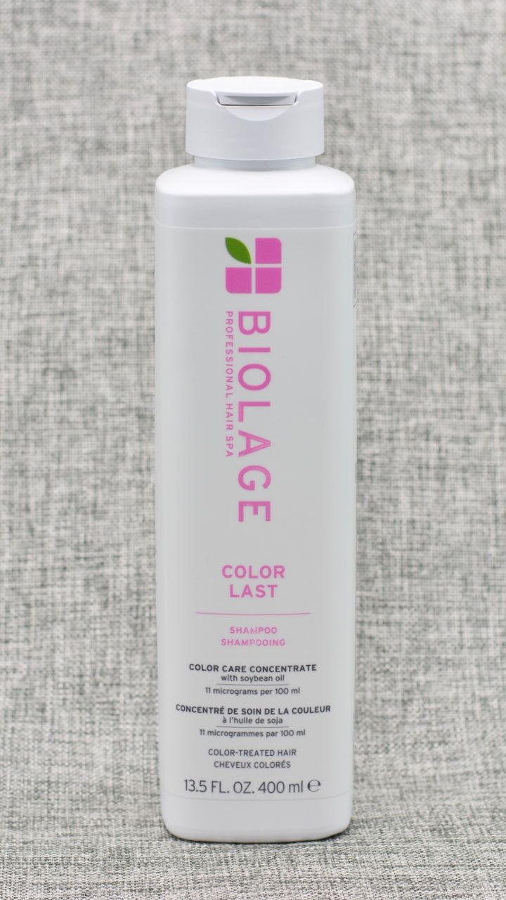 Biolage ColorLast Shampoo gently cleanses and helps maintain the color depth, tone and shine for vivid color-treated hair.