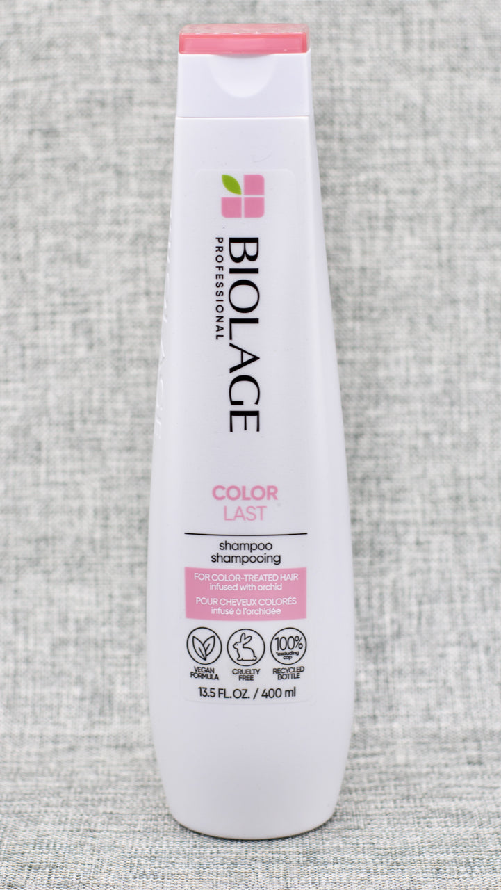 Biolage ColorLast Shampoo gently cleanses and helps maintain the color depth, tone and shine for vivid color-treated hair.