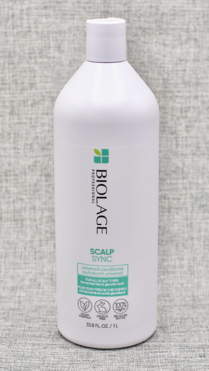 Biolage Scalp Sync Universal Conditioner for all hair types is infused with fermented tea and glycolic acid to nourish the scalp leaving hair shiny & smooth. Compatible with all Scalp Sync Shampoos.