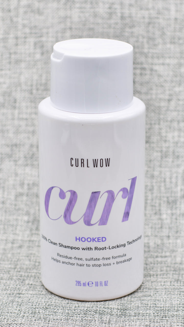 ColorWow Hooked Clean Curl Shampoo is a 100% Clean Curl Shampoo with Root-Locking Technology. Residue-free, sulfate-free formula helps anchor hair to prevent shedding + reduce breakage. sulfate-free formula within our curl enhancing shampoo leaves NO residues for optimum scalp and hair conditions, and bouncier, weightless curls.