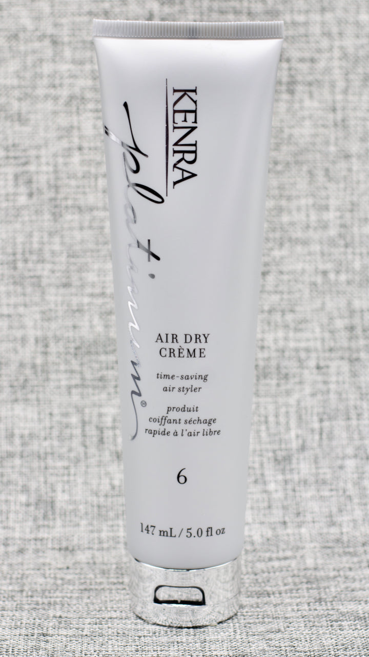 Kenra Air Dry Cream TIME-SAVING STYLER. Hold level 6. Air dry styling cream is ideal for all hair type. Reduces drying time up to 59%. Enhances natural body. Tames frizz with a delicate hold. Natural, product free finish