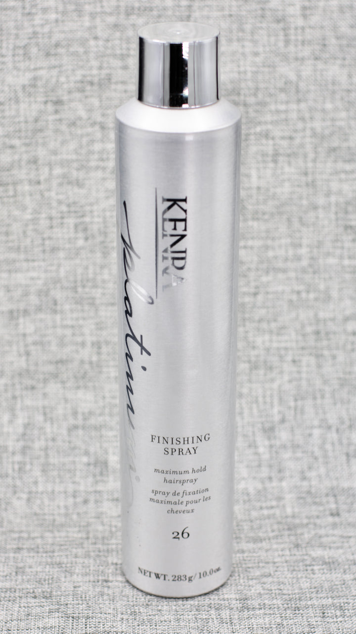 Kenra Platinum Maximum Hold Finishing Spray 26 is a strong hold hairspray with all-day style retention. Provides maximum control with long-lasting lift and style support. Fast-drying, non-flaking,  non-drying Humidity-resistant. Finishes with high-shine.