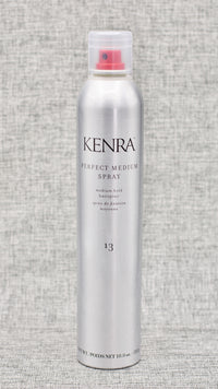 Kenra Perfect Medium Spray 13 provides optimum styling control without stiffness. This fast-drying formula gives a touchable, moveable, brush-through hold complete with a high-shine finish. Hold level 13