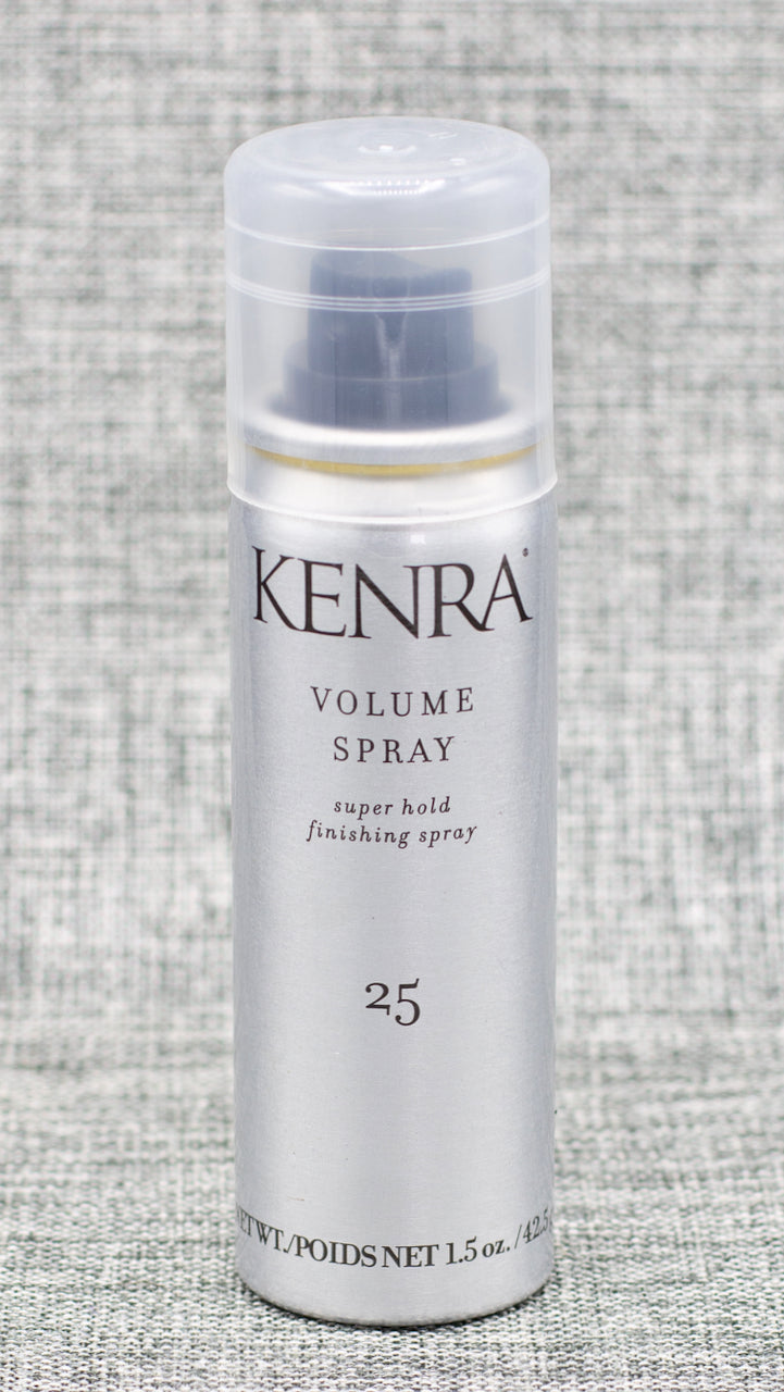 Kenra Volume Hairspray 25 is a SUPER HOLD FINISHING SPRAY. Wind resistant up to 25 MPH. High humidity resistance up to 24 hours. Super hold up to 120 hours. Flake-free &amp; fast-drying.