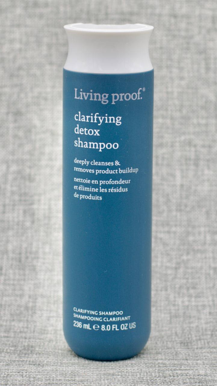 Living Proof Clarifying Detox Shampoo is a gentle clarifying shampoo that deeply cleanses hair, removing product buildup, pollution, excess oil, and heavy metals deposited from hard water to keep hair cleaner