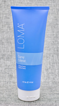 LOMA Curvy Crème for adding definition and structure to all types of hair. Medium, flexible hold styler that activates curls and waves. For all hair types. Works great on non-curly hair for a firmer styling crème. Aromatherapy of Cranberry and Pear. Gluten Free. Vegan Formula.