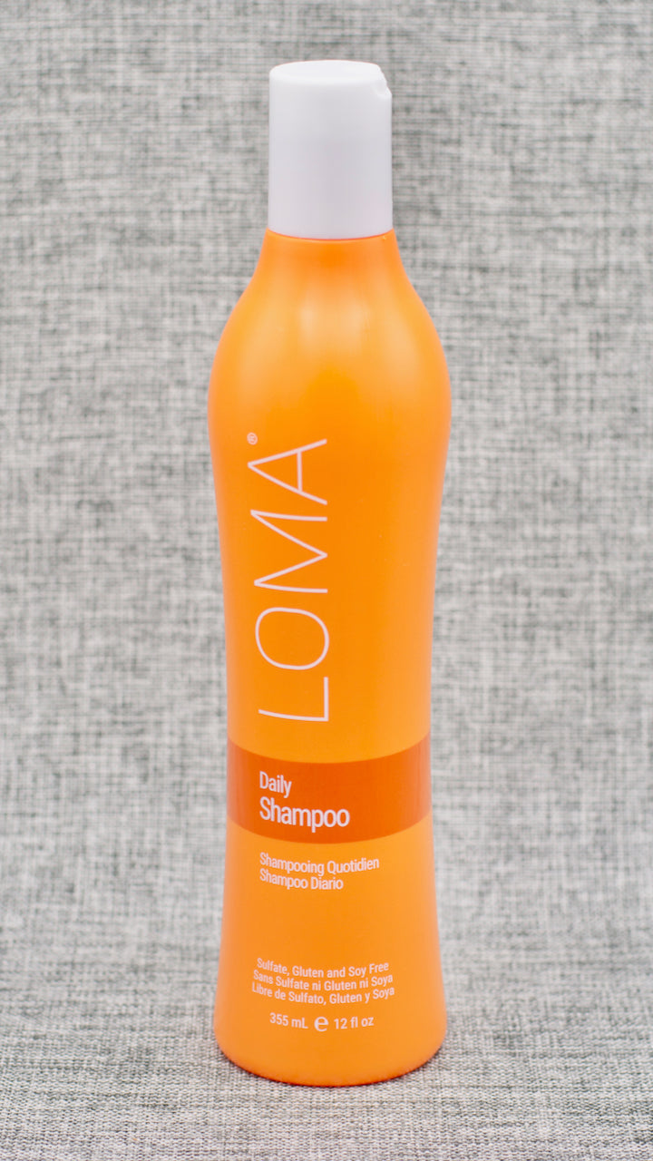 Loma Daily Shampoo: PURIFYING SHAMPOO FOR EVERYDAY USE. FOR ALL HAIR TYPES, ESPECIALLY FINE TO NORMAL. Safe for use on color treated hair. Shine and detangling. Thermal protection. Sulfate, soy, gluten and paraben free cleansing. Naturally nourishing and purifying to leave hair and scalp healthy. Enhance, protect, restore and repair the hairs natural moisture balance. Our most effective solution for oily hair and scalps; citrus thoroughly cleanses while adding shine and luster