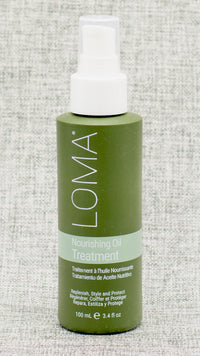 Loma Nourishing Oil Treatment: SMOOTHS AND PROTECTS THE HAIR WHILE ENHANCING SHINE. FOR ALL HAIR TYPES, ESPECIALLY NORMAL TO DRY HAIR. Replenish, style and protect
Speeds up drying time. Smooths and protects the hair while enhancing shine
Repairs the hair surface, helps control frizz and preserves color. Natural thermal protection up to 450°F. No artificial color or fragrance. Great on the skin. Detangles