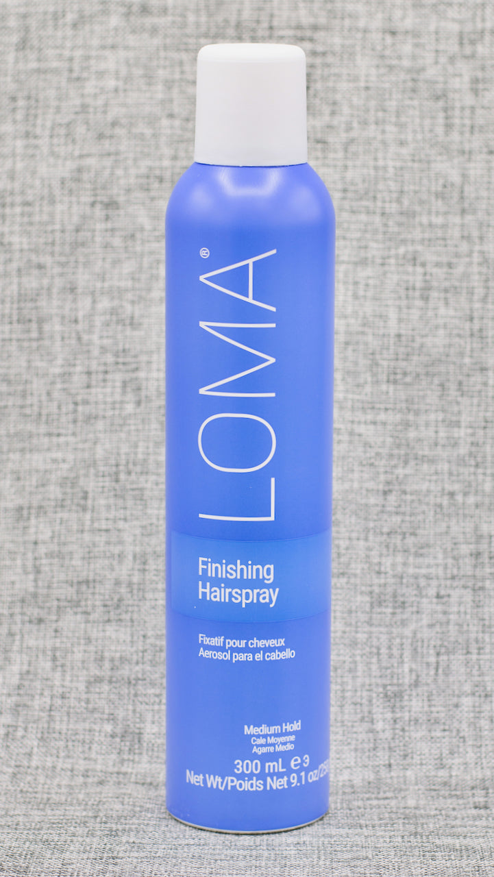 Loma Finishing Hairspray: FIRM, FLEXIBLE HOLD. Fast-drying, flexible results, Perfect for locking down your style with no. buildup or flaking. Dry spray pattern “mists” hair lightly without disturbing style
Brushable yet intense hold for second-day restyling. Leaves a natural soft shine without an “over-sprayed” look. Humidity resistant