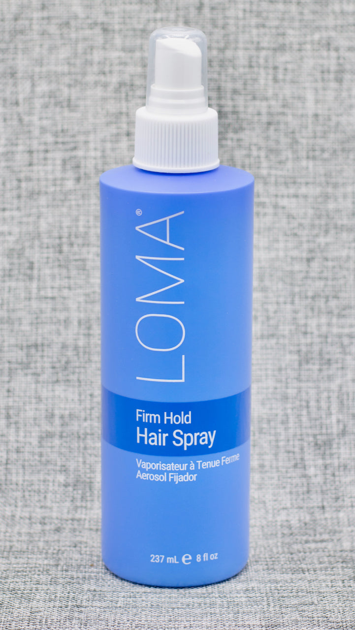 LOMA Non Aerosol Pump Firm Hold Non-Aerosol Hair Spray all of the hold, all of the shine, all the time. GLUTEN FREE, Vegan Formula. Incredible shine, flexible hold and humidity resistance.