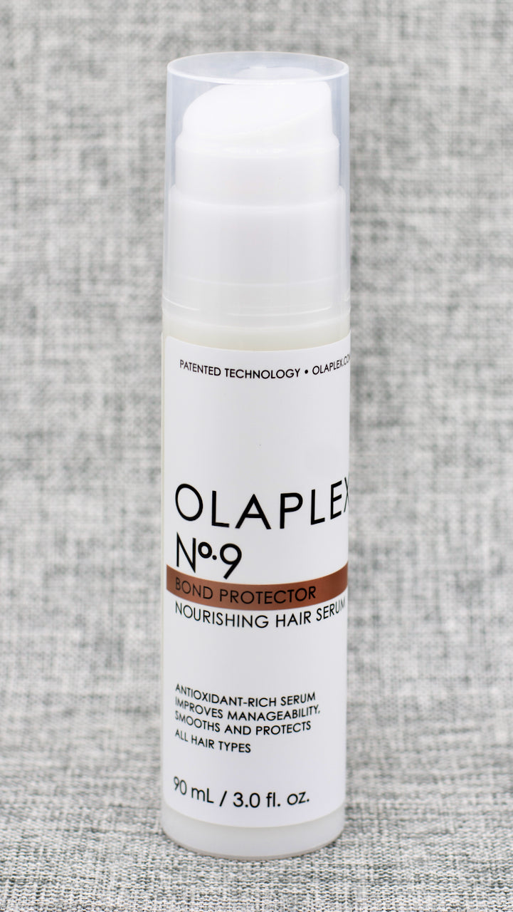 Olaplex Nº.9 Bond Protector Nourishing Hair Serum. Anti-damage hair shield. Seeing dull hair, tangles, or poor style retention? These could be signs of pollution or heat damage. Protect your hair from daily damage with this weightless, leave-in, silicone-free hair serum 