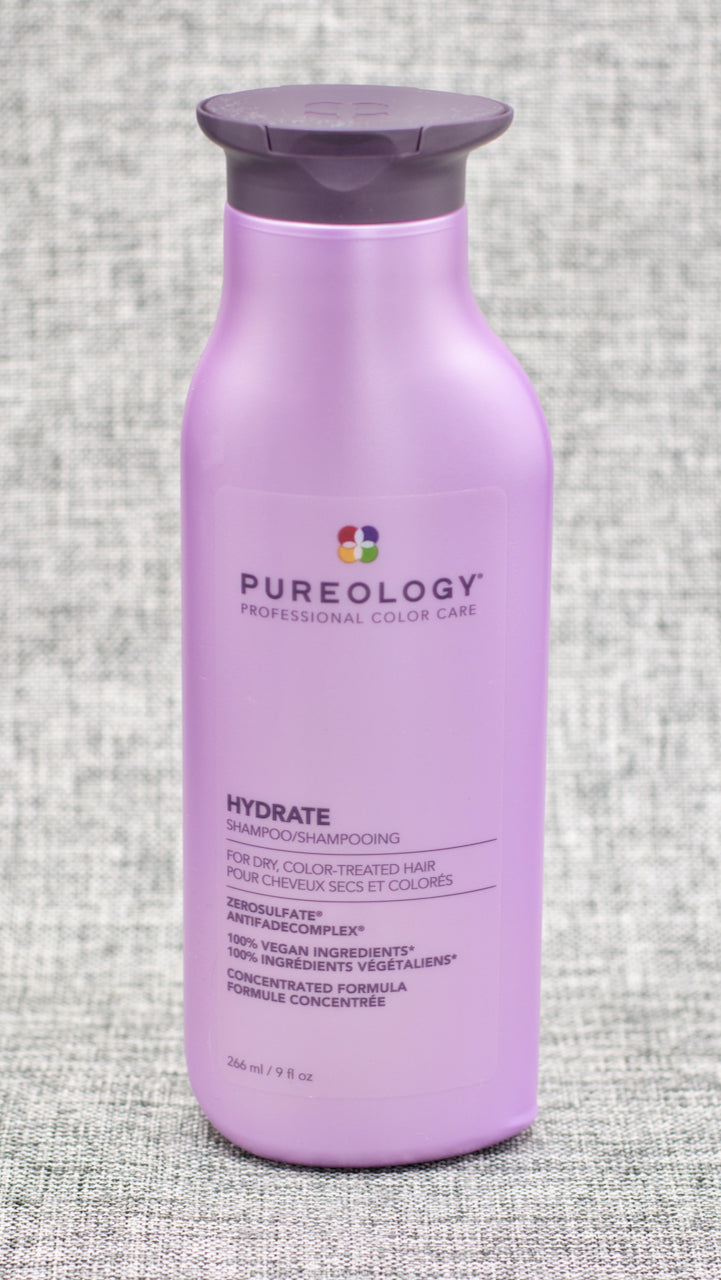 Pureology Hydrate Shampoo. A Creamy, luxurious shampoo that deeply hydrates normal to thick dry, color-treated hair. Adds moisture. Replenishes dry hair. For Medium to thick hair types. 