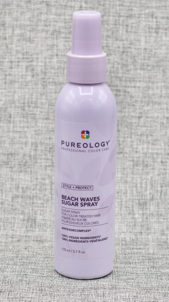 Pureology Style + Protect Beach Waves Sugar Spray is a Lightweight texturizing spray that creates tousled waves with movement. beach body waves with minimal effort. This non-drying formula sprays on to add soft texture to hair while still maintaining movement. A protective styler.