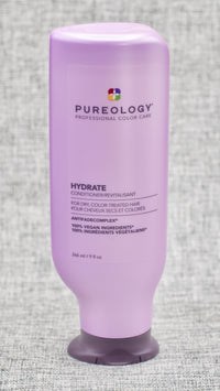 Pureology Hydrate Conditioner. Creamy, luxurious conditioner that deeply softens and nourishes normal to thick dry, color-treated hair. Adds shine and softness. Nourishes dry hair. UV filter blocks 100% of the sun's rays.