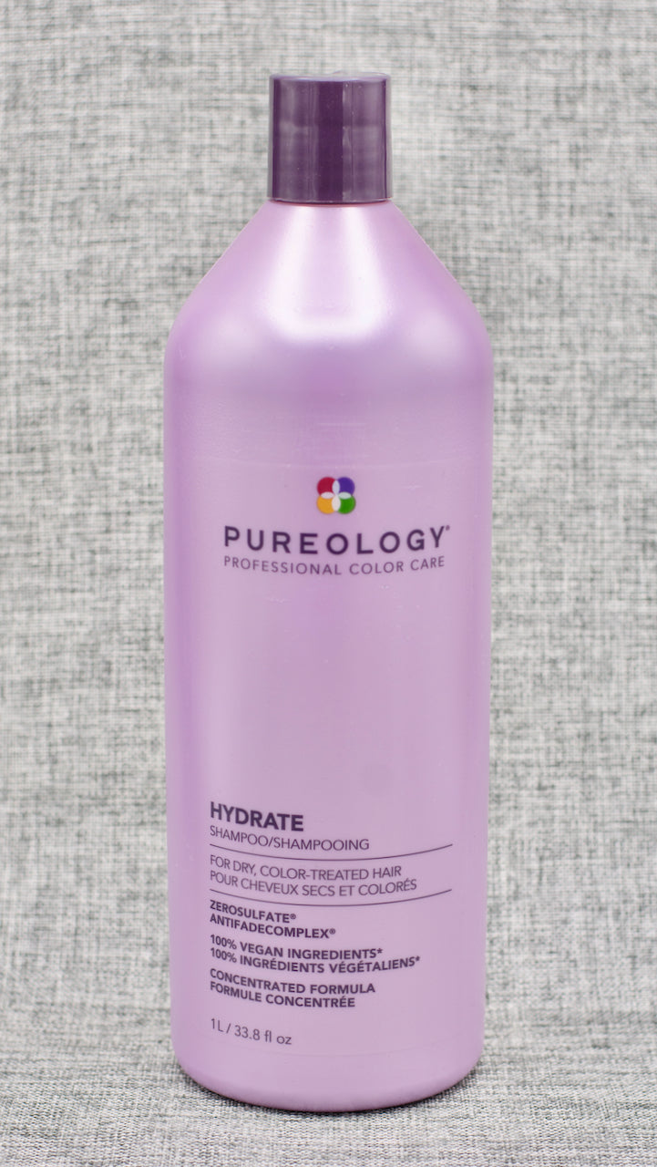 Pureology Hydrate Shampoo. A Creamy, luxurious shampoo that deeply hydrates normal to thick dry, color-treated hair. Adds moisture. Replenishes dry hair. For Medium to thick hair types. 