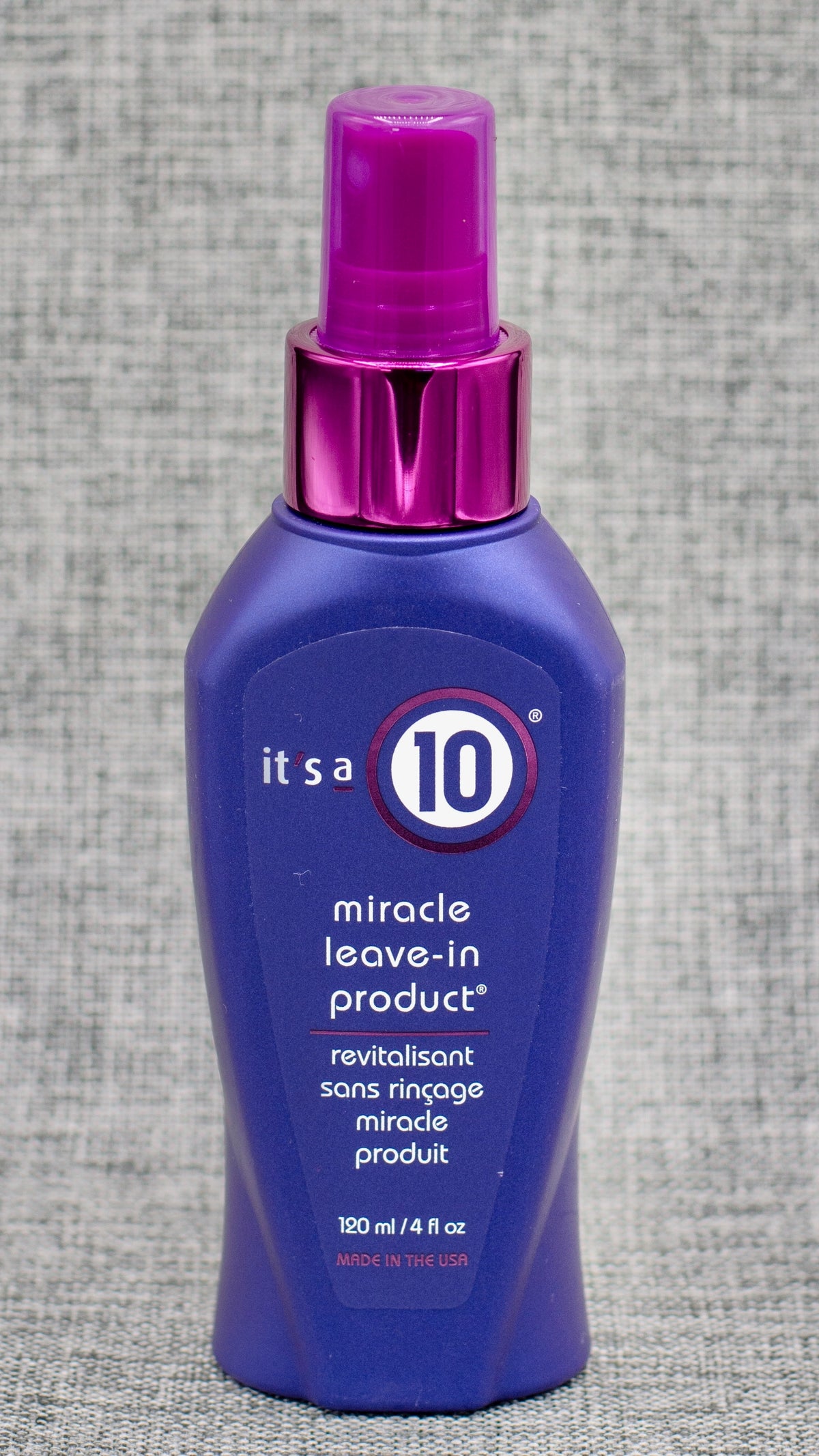It's a 10 Hair Care 4 oz. It's a 10 Miracle Leave-In Spray